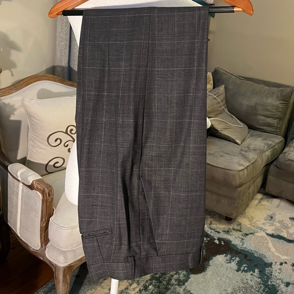 Express Men's Charcoal Plaid Wool Dress Pants